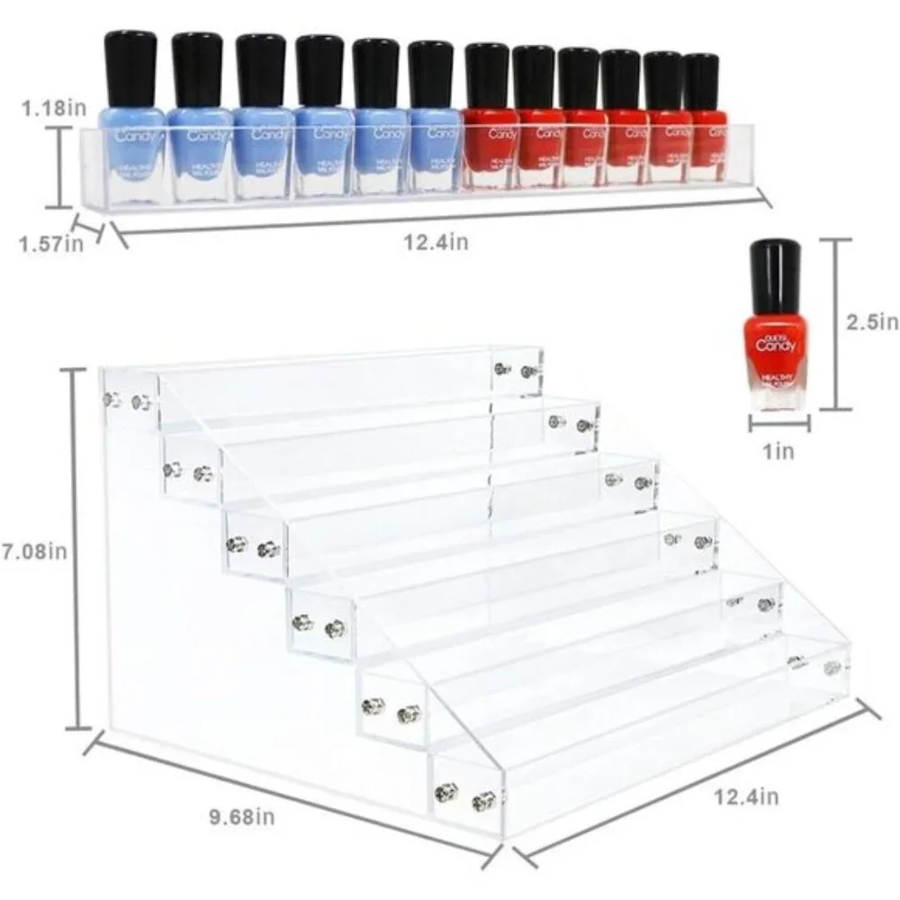 New 6-Layer Acrylic Organizer Rack, Clear Stand for Nail Polish, Oils, Lipsticks